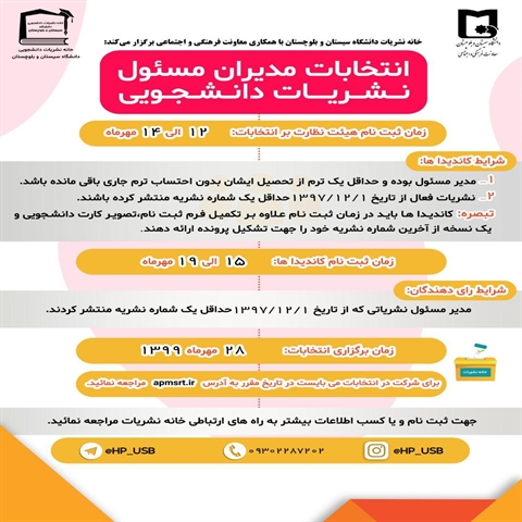 انتخابات مدیران مسئول نشریات دانشجویی برگزار می گردد