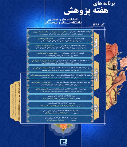 برنامه های دانشکده هنر و معماری به مناسبت هفته پژوهش