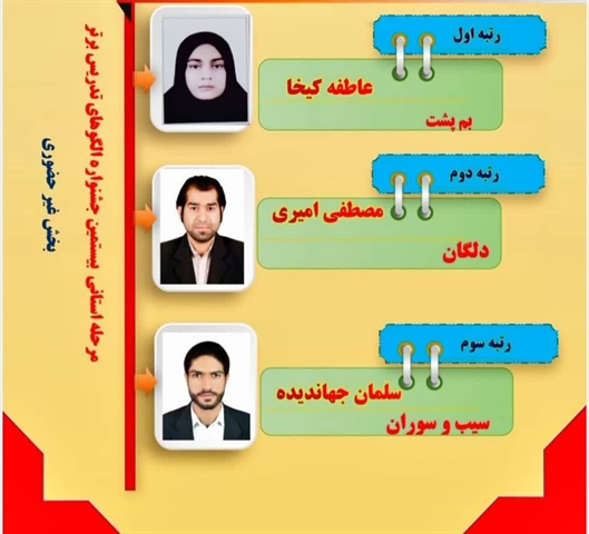 کسب رتبه اول در جشنواره الگوهای برتر تدریس
