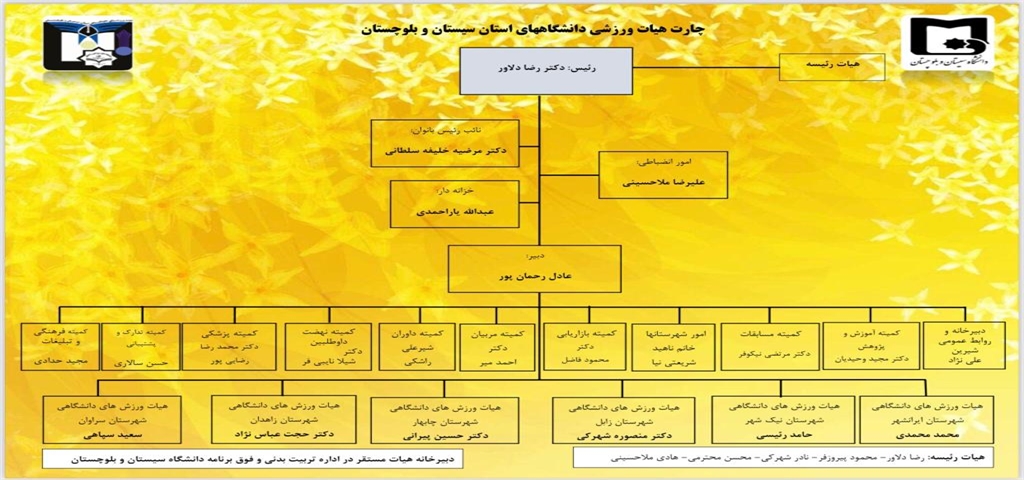 چارت  سازمانی هیأت ورزش های دانشگاهی استان سیستان و بلوچستان